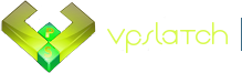 The original VPSLatch logo: a faceted lime-green chevron with a gem at its centre, beside a lowercase "vpslatch" wordmark